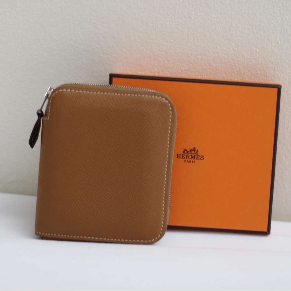 Gold/ brown zipper Hermes wallet